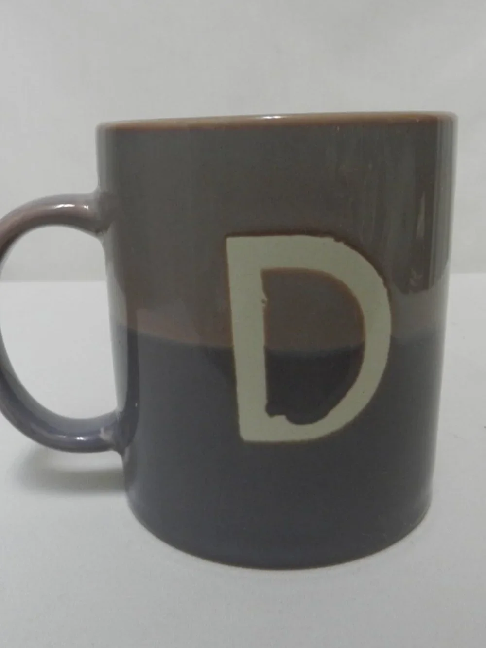 Sur La Table Color Block Monogram D Mug Cup 15oz purple dish micro safe NEW NWT